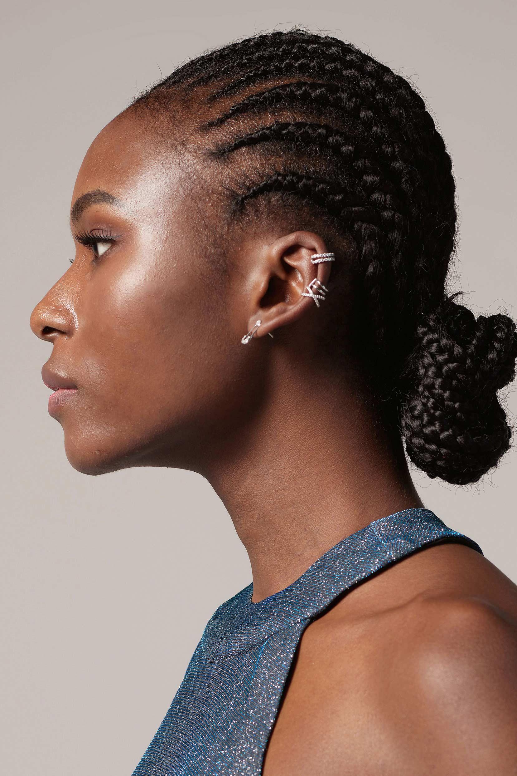 Rhodium plated Ear Cuff with Crystals CZ0242 - COCOMELODY