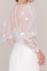 Charming Tulle Wedding Wrap with Appliques CZ0254 - COCOMELODY