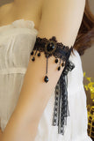 Black Lace Armlet with Crystals Sashes and Tassel CZ0329 - COCOMELODY