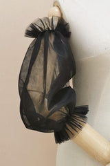 Black Tulle Detachable Long Sleeves with Ruched CZ0331 - COCOMELODY