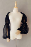 Black Tulle Detachable Long Sleeves with Ruched CZ0332 - COCOMELODY