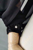 Black Chiffon Detachable Long Sleeves with Appliques Beading CZ0334 - COCOMELODY