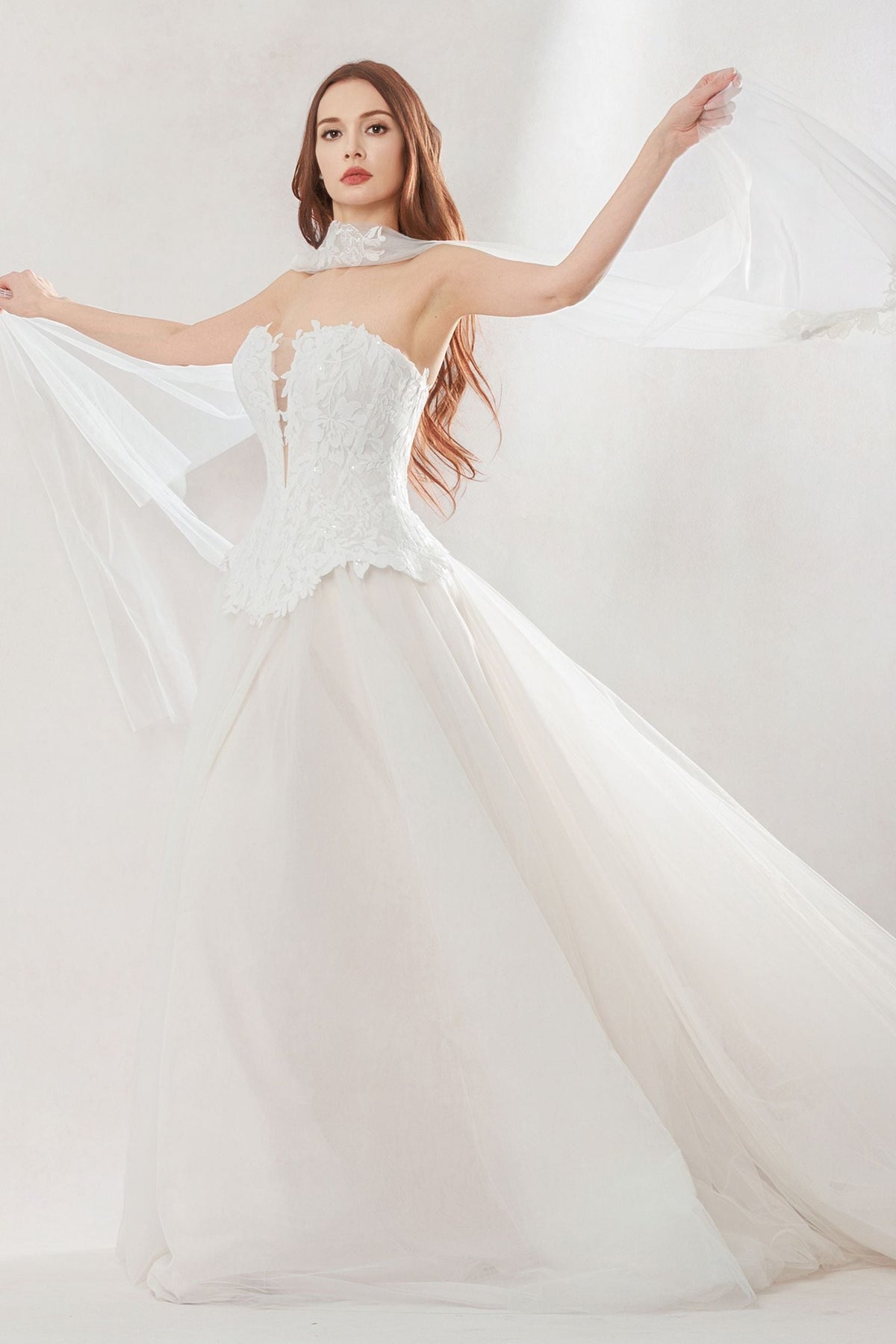 Tulle Shawl with Appliques CZ0338