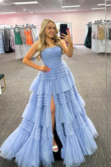 Ball Gown Court Train Tulle Prom Dress CS0700 - COCOMELODY