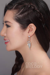 Silver Cloud Alloy Wedding Earrings with Rhinestone HG17009 - COCOMELODY