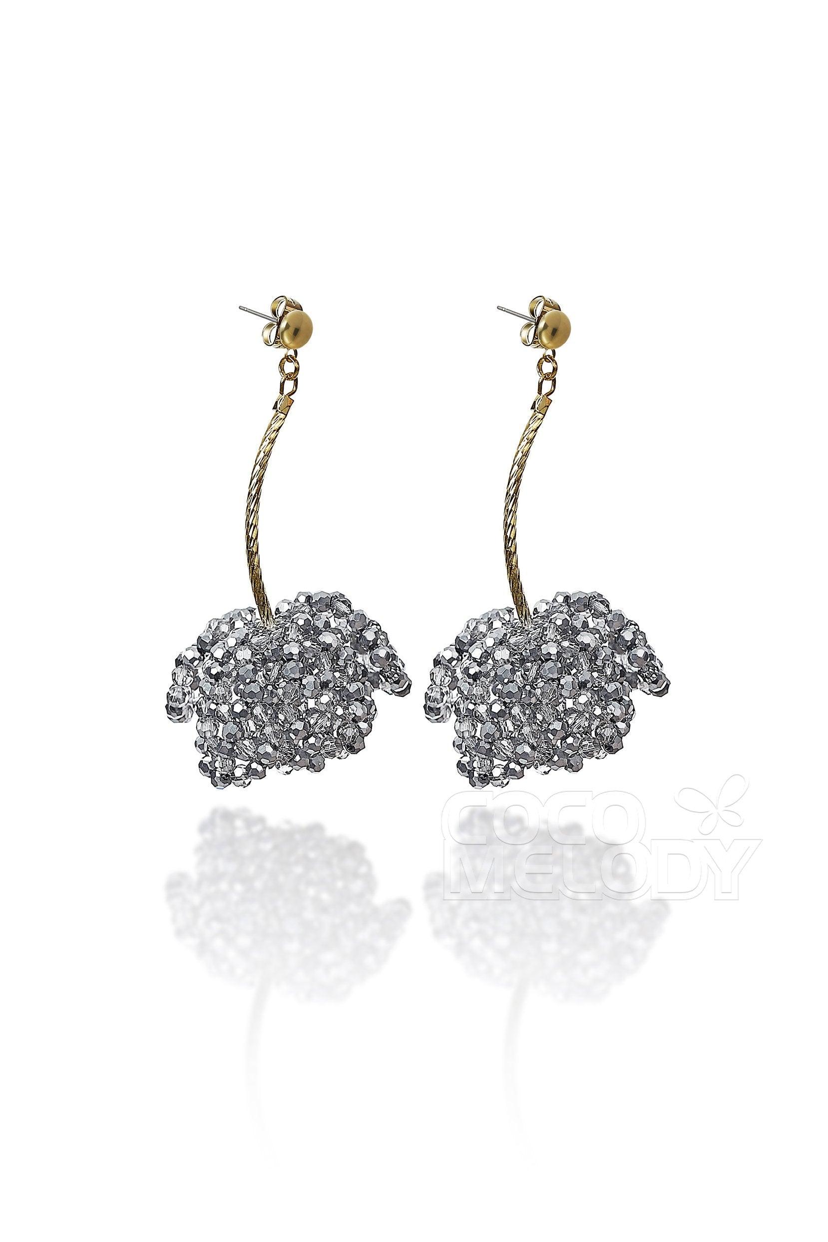 Fantastic Alloy Wedding Earrings with Crystals HG18006 - COCOMELODY