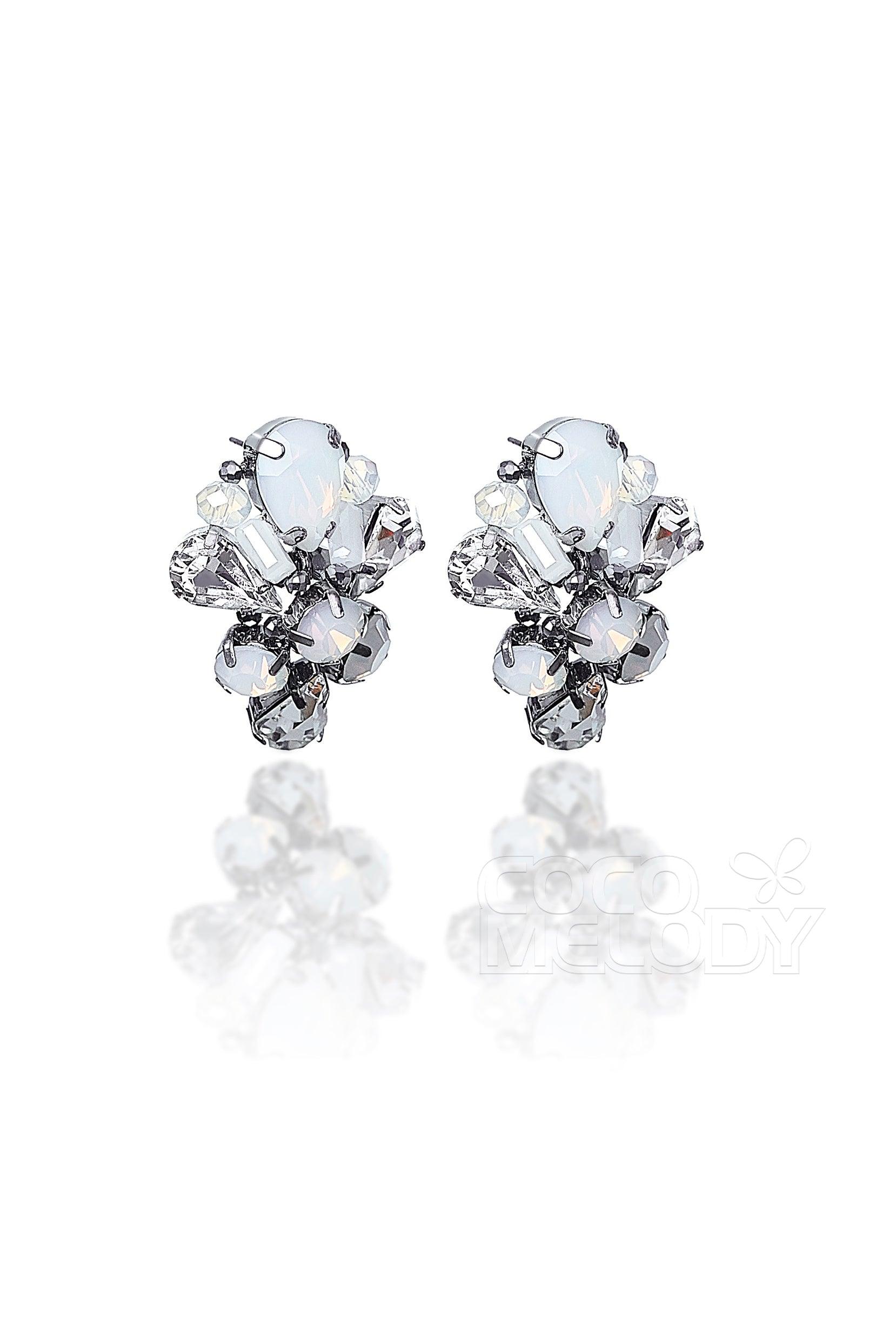 Alloy Wedding Earrings with Opal and Rhinestone HG18012 - COCOMELODY