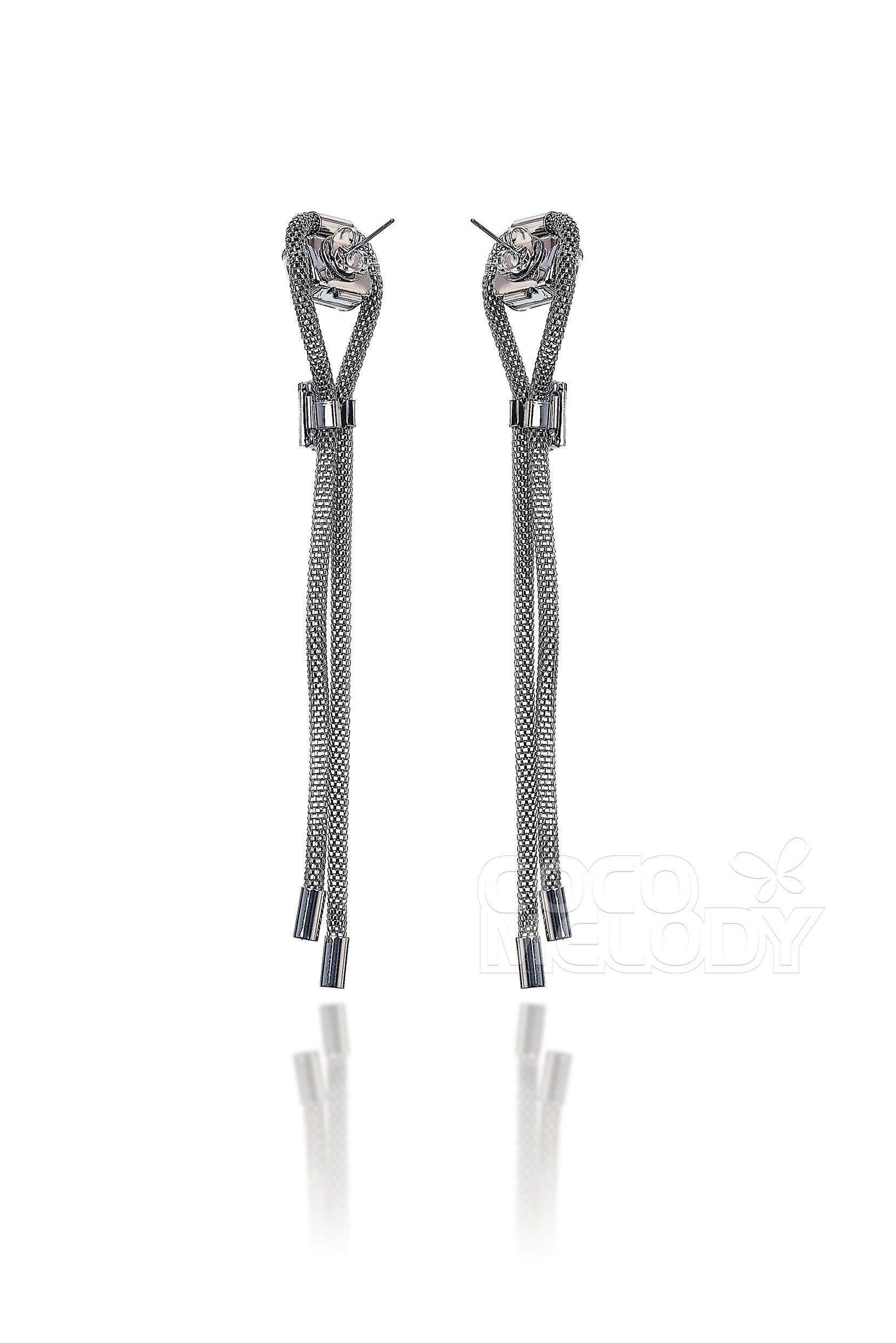 Chic Alloy Wedding Earrings with Rhinestone HG18013 - COCOMELODY