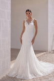 Trumpet-Mermaid Court Train Tulle Lace Wedding Dress LD4342
