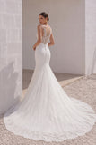 Trumpet-Mermaid Court Train Tulle Lace Wedding Dress LD4342