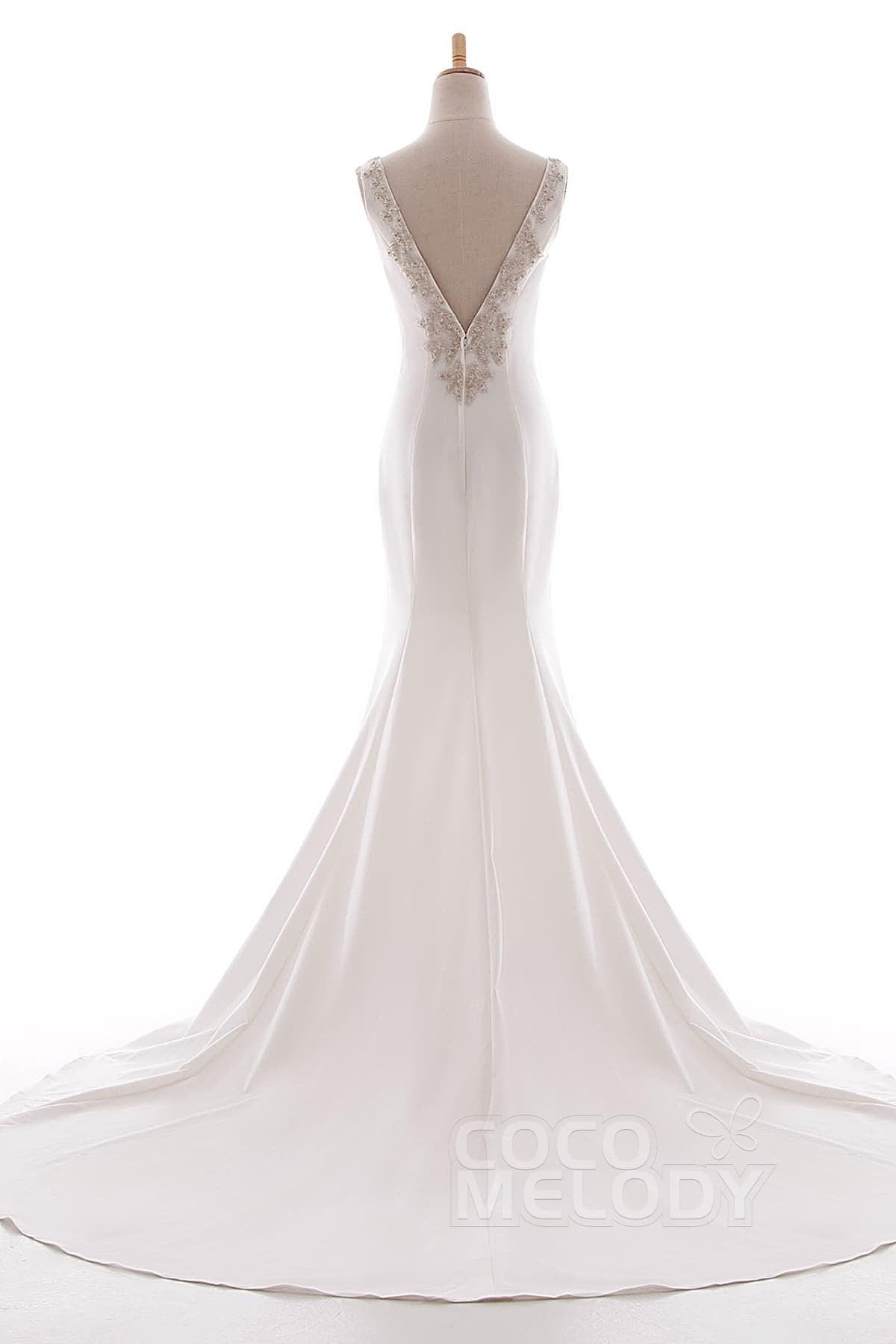 Mermaid Court Train Knitted Fabric Wedding Dress LD5237 - COCOMELODY