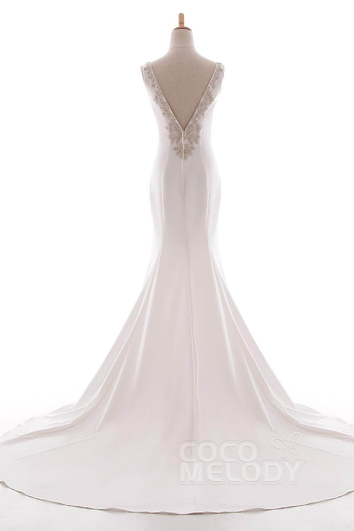Mermaid Court Train Knitted Fabric Wedding Dress LD5237 - COCOMELODY