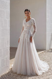 A-Line Court Train Tulle and Lace Wedding Dress LD5693