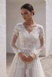 A-Line Court Train Tulle and Lace Wedding Dress LD5693