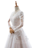 A-Line Court Train Tulle and Lace Wedding Dress LD5693 - COCOMELODY