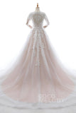 A-Line Court Train Tulle and Lace Wedding Dress LD5693 - COCOMELODY