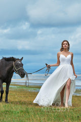 A-Line Court Train Sequined Lace Wedding Dress LD5781CR - COCOMELODY