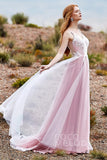 A-Line Sweep-Brush Train Tulle Chiffon Wedding Dress LD5832 - COCOMELODY