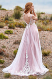 A-Line Sweep-Brush Train Tulle Chiffon Wedding Dress LD5832 - COCOMELODY