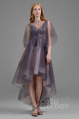 A-Line High-Low Tulle Wedding Dress LD5844CR - COCOMELODY