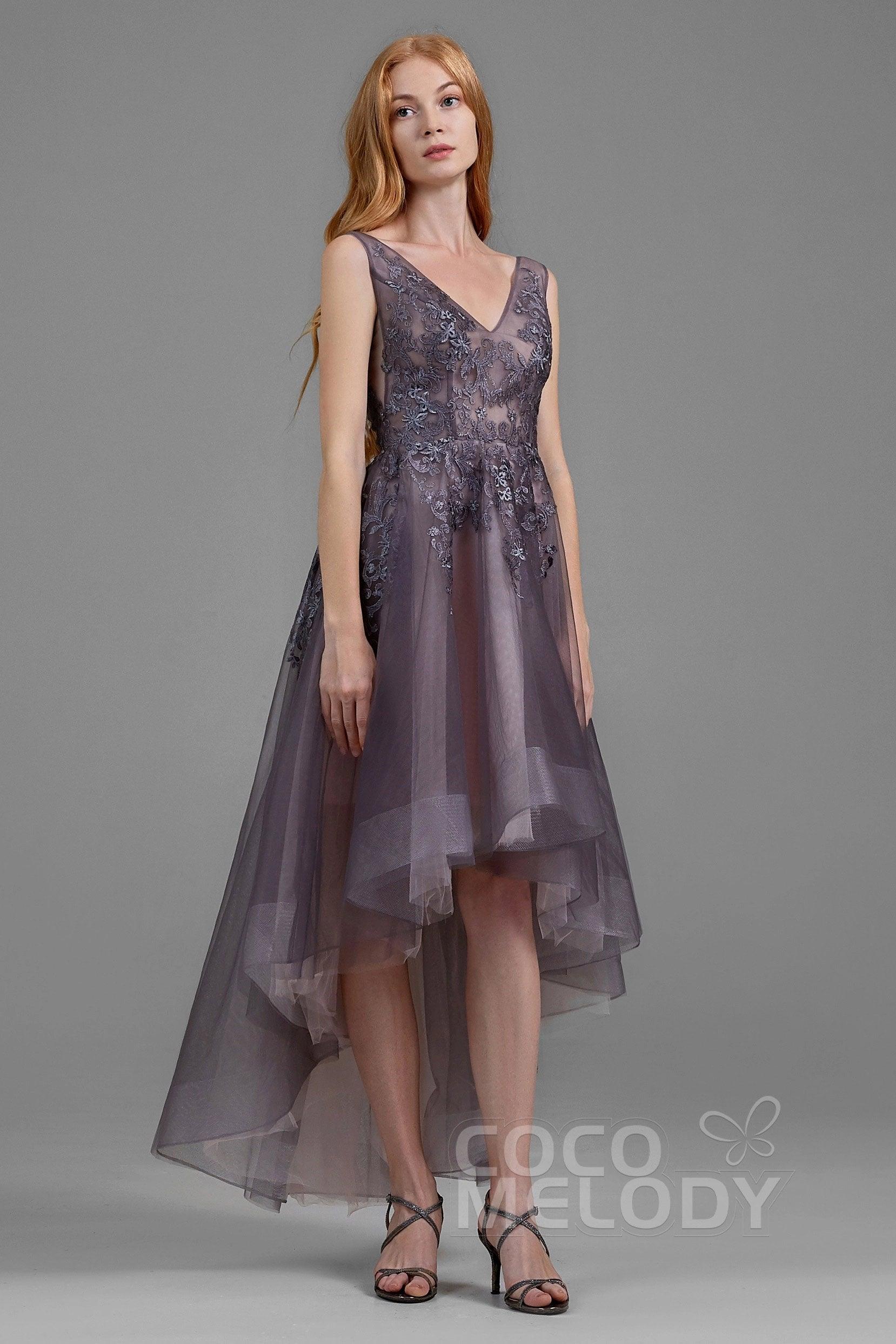 A-Line High-Low Tulle Wedding Dress LD5844CR - COCOMELODY
