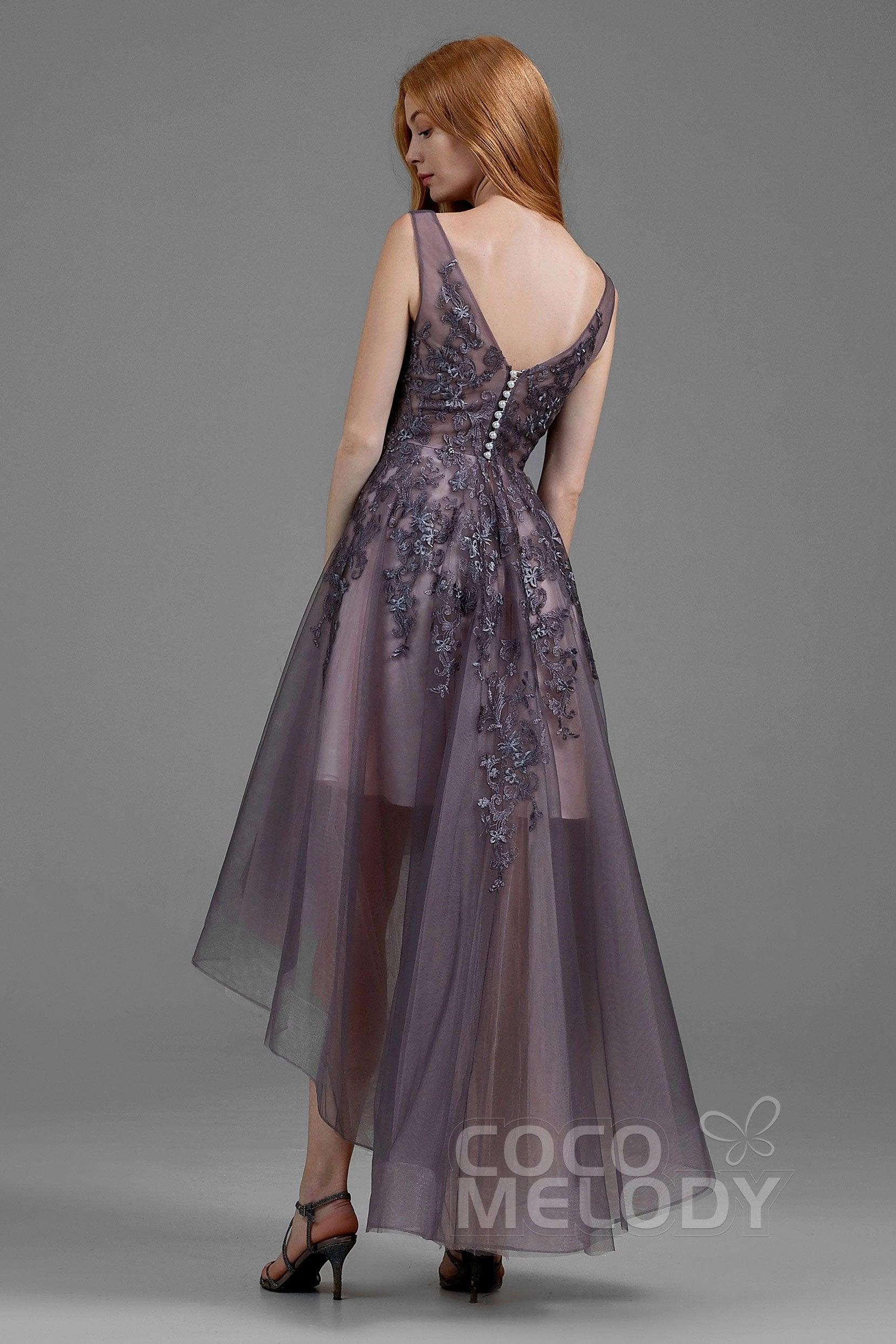 A-Line High-Low Tulle Wedding Dress LD5844CR - COCOMELODY