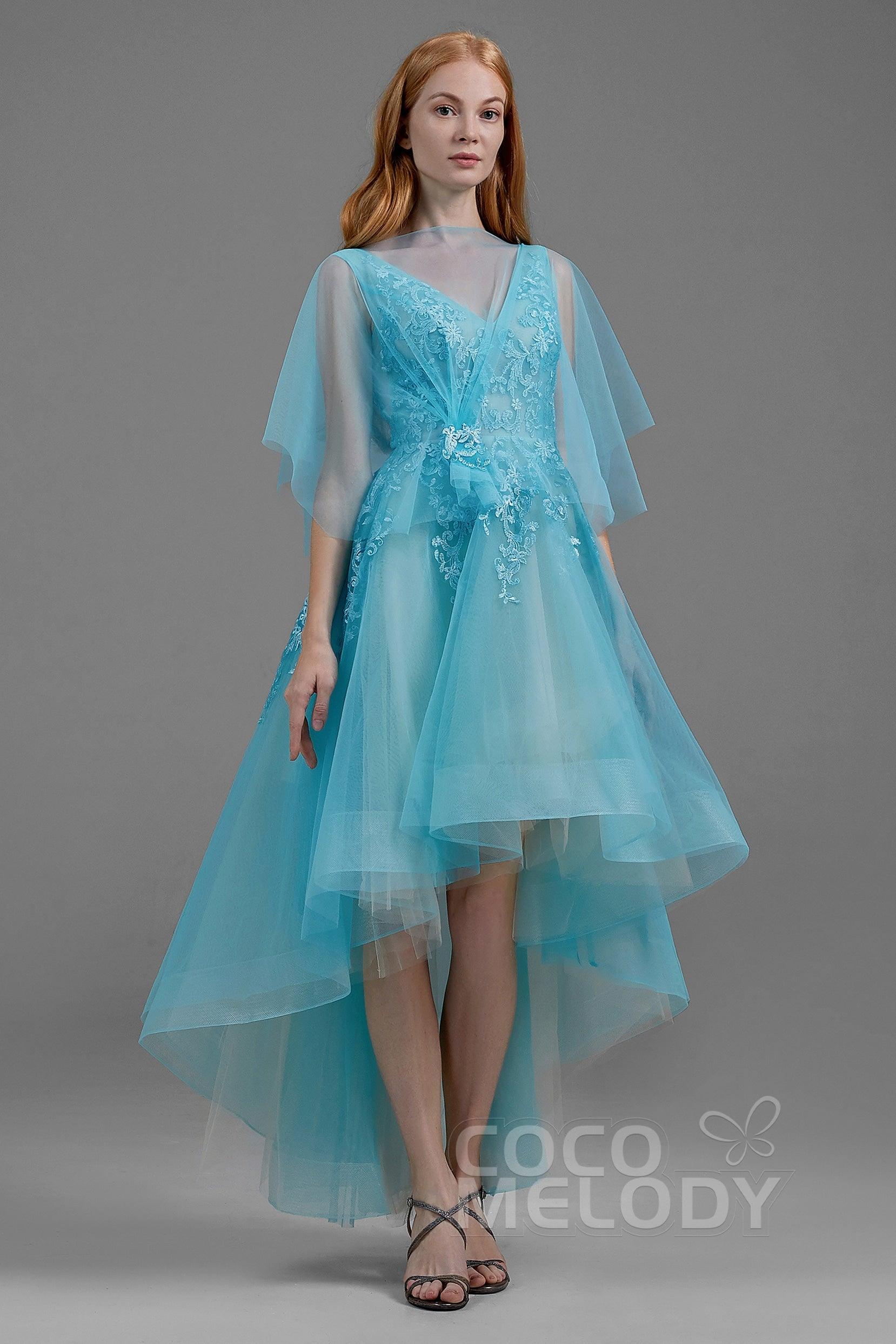A-Line High-Low Tulle Wedding Dress LD5844CR - COCOMELODY