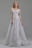 A-Line Court Train Organza and Tulle Wedding Dress LD5862 - COCOMELODY