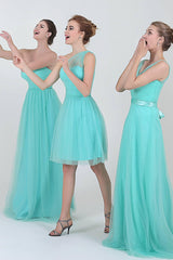 A-Line Short-Mini Tulle Bridesmaid Dress LOZM1503F - COCOMELODY
