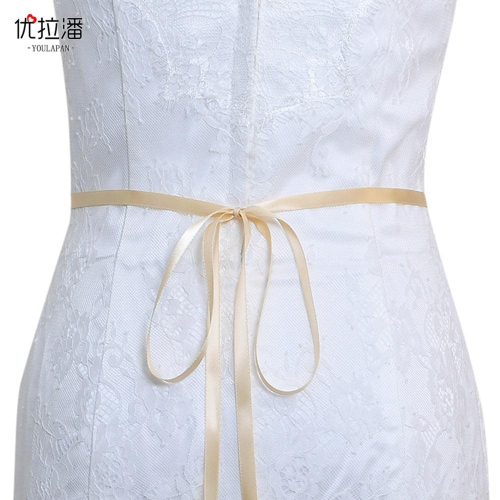 Ribbons Wedding Sash with Rhinestone Imitation Pearl 839584357990 - COCOMELODY