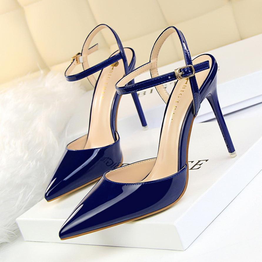 Silver Metallic Slingback Heel Sandals 552220831213 - COCOMELODY