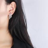 White zircon earrings with fringe 681850127507 - COCOMELODY