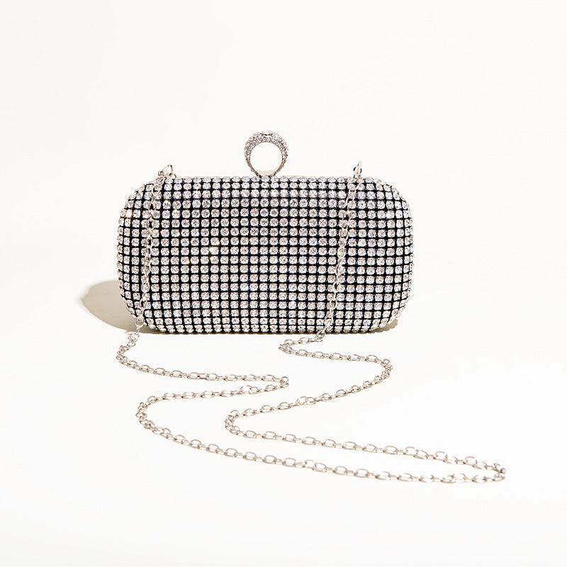 Hand diamond-encrusted dinner bag Hand bag chain small square bag 689059915170 - COCOMELODY
