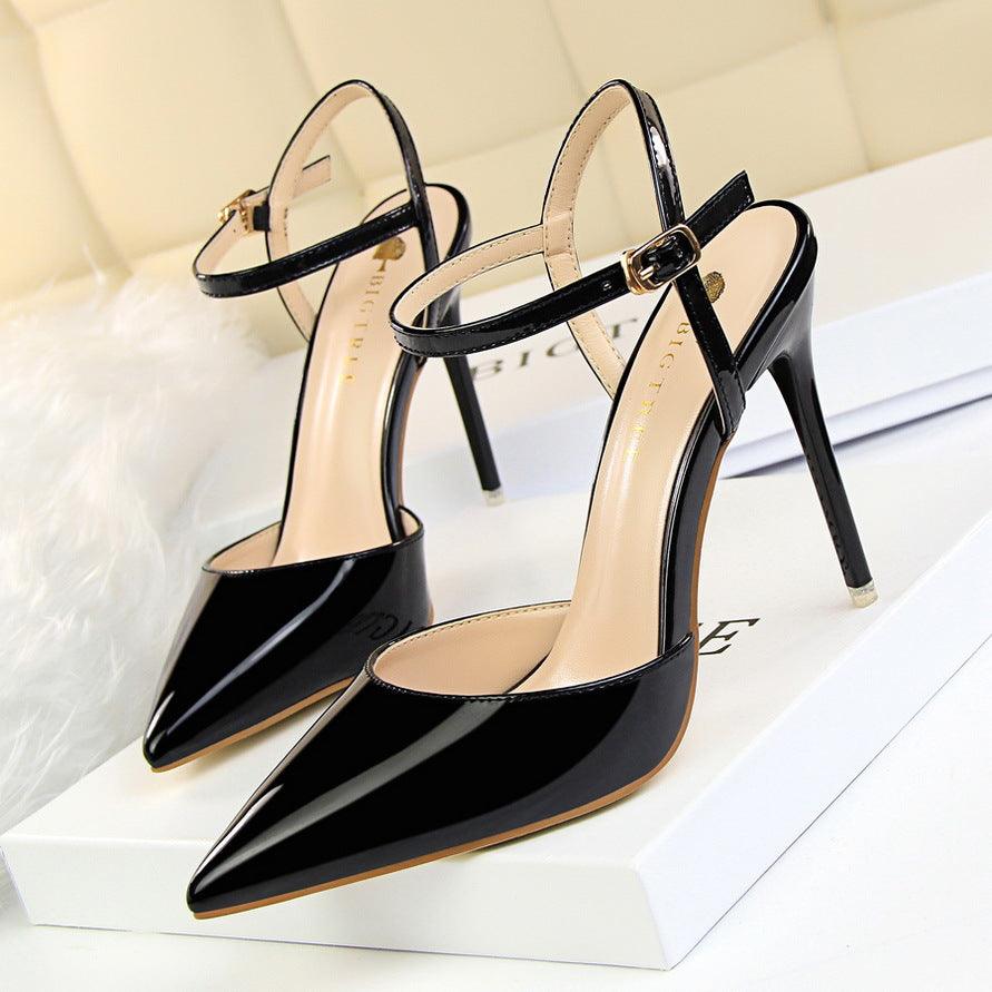 Silver Metallic Slingback Heel Sandals 552220831213 - COCOMELODY
