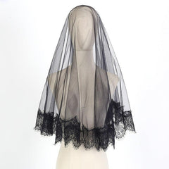 Halloween Headwear Ghost Bridal Veil Black Short 639063655722 - COCOMELODY