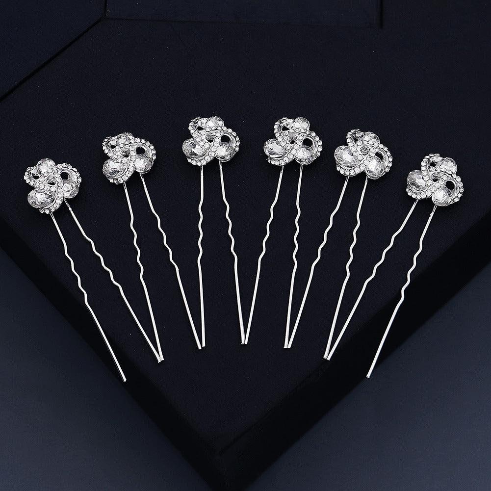 Bridal accessories Alloy flower rhinestone hairpin tray hair pin 641312692617 - COCOMELODY