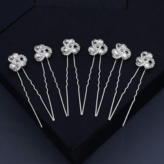 Bridal accessories Alloy flower rhinestone hairpin tray hair pin 641312692617 - COCOMELODY