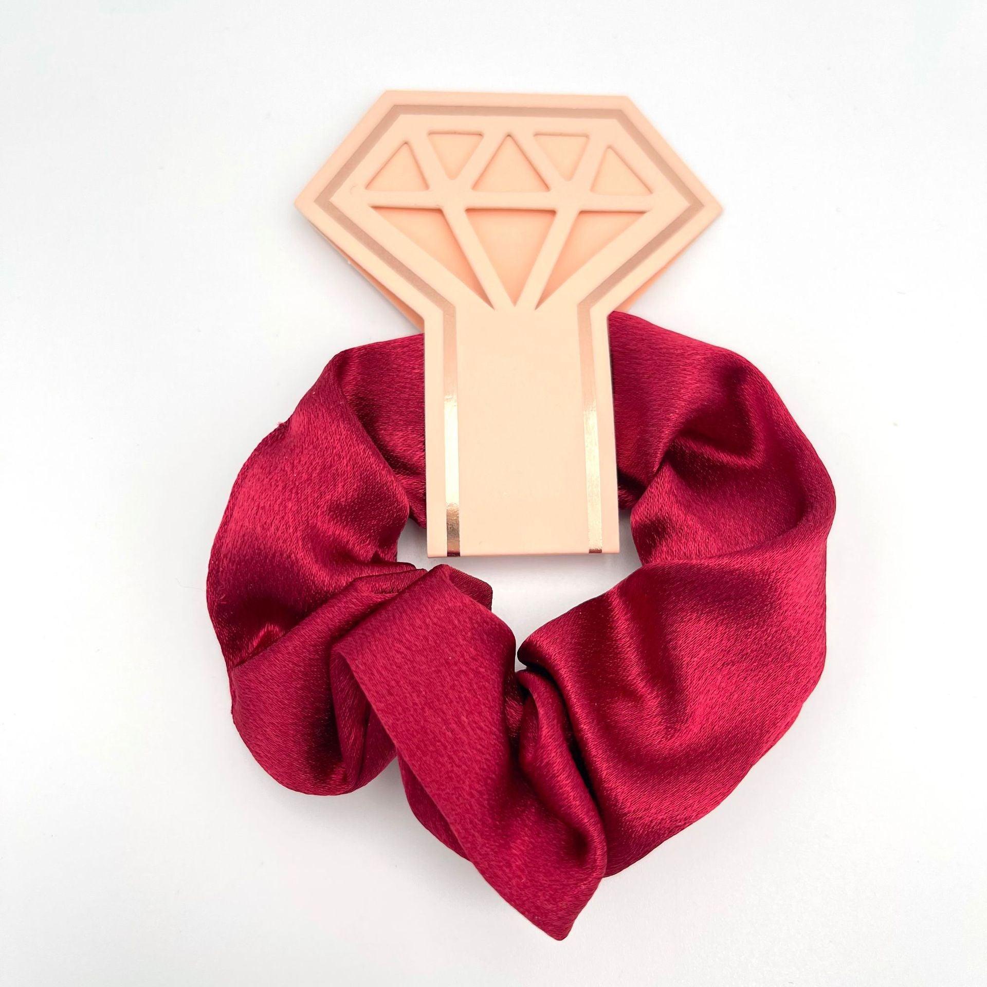 Crown Card Crystal Satin scrunchie Wedding party Gift Fashion solid color hair tie set 676812975531 - COCOMELODY