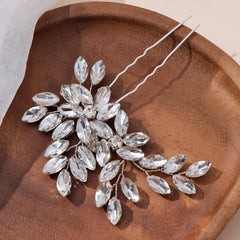 Wedding accessories Hairpin Bun Hair headdress U-shaped hair fork pin Hand-made horseeye rhinrhinee bridal hairpin 794126659820 - COCOMELODY