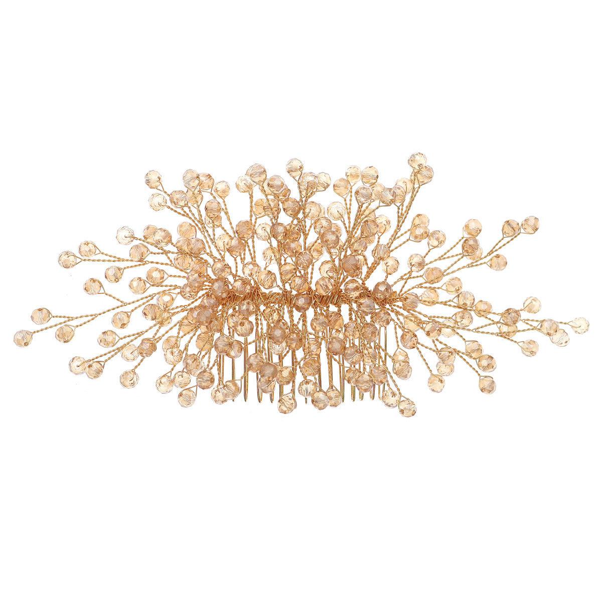Bridal headwear Handmade crystal hair comb Wedding dress updo accessories Luxury and beautiful hair comb 756137741353 - COCOMELODY