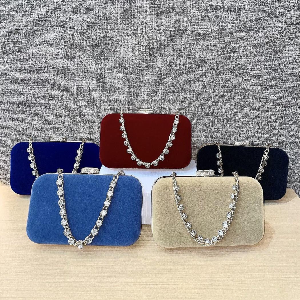 Evening clutch bag diamond-encrusted suede bag Dinner bag Women's crossbody bag 778944030967 - COCOMELODY