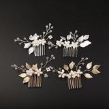 Golden Leaf Bride Combs 2 Pieces 7969295597726 - COCOMELODY