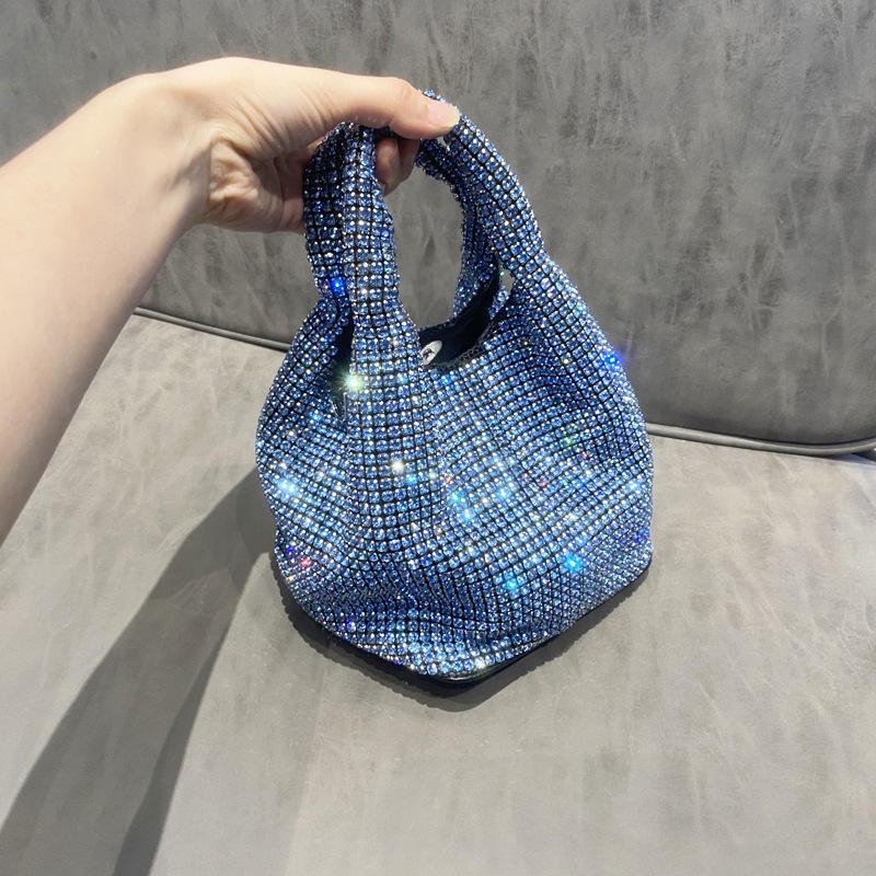 Diamond-encrusted and diamond-filled tote bucket dinner bag 819045946412 - COCOMELODY