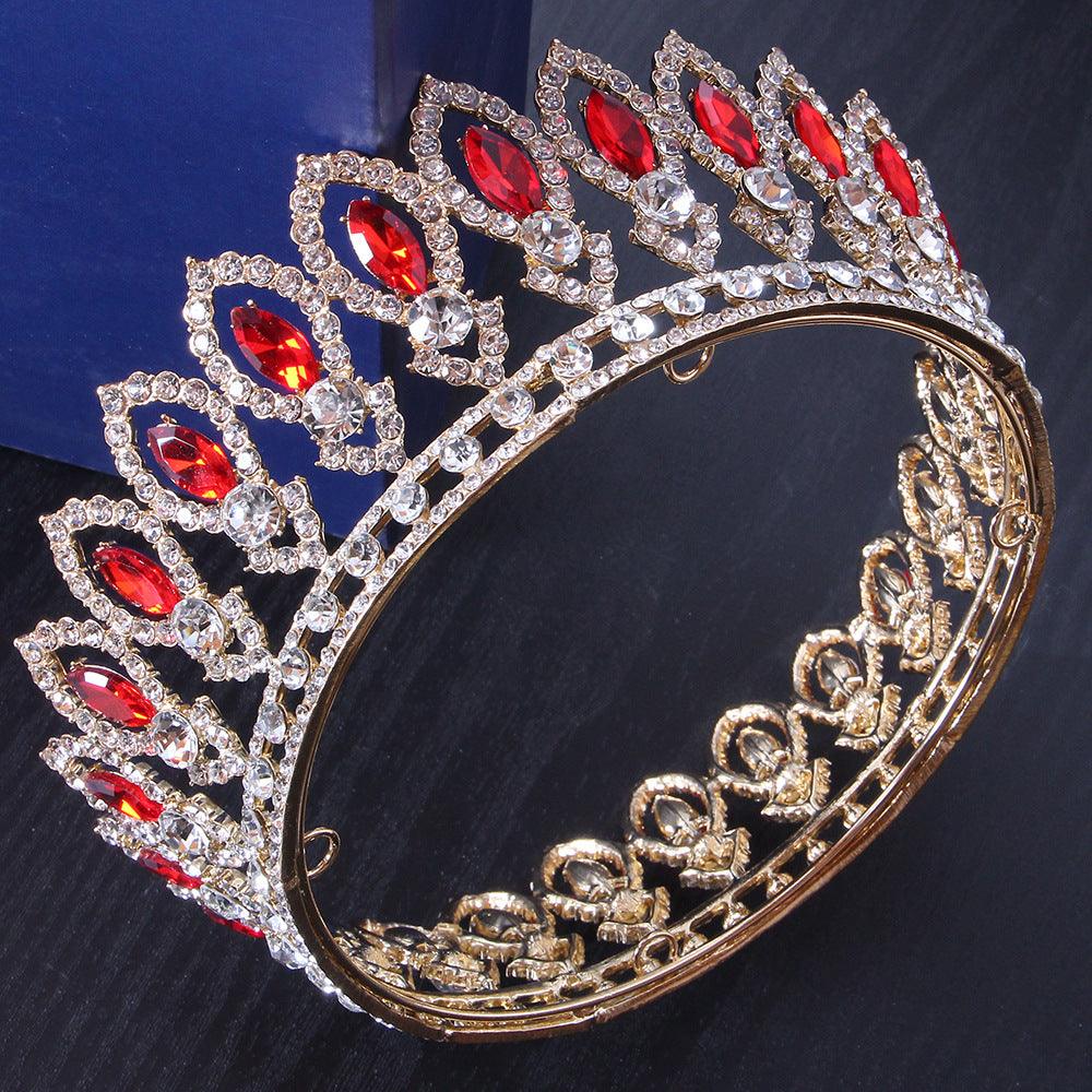 Full diamond Baroque round bridal tiara Crown accessories Alloy headband round tiara 723179819813 - COCOMELODY