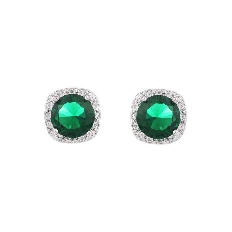 Color small square diamond earrings nail zircon earrings 528019159543 - COCOMELODY