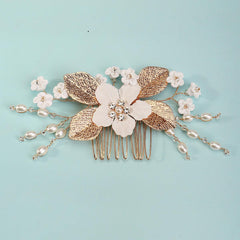 Bridal headwear Hairpin comb Wedding party wedding photo hairpin white polymer clay flower hair comb 768293185702 - COCOMELODY