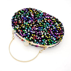 Goose egg oval crossbody Carry colorful black sequin dinner bag 675056328141 - COCOMELODY