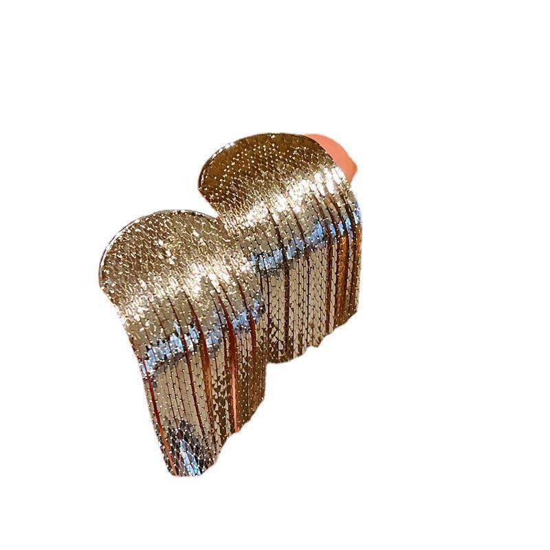 Curved fringe sterling silver needle temperament earrings 682572157026 - COCOMELODY