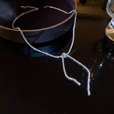 Flash diamond silver bow necklace 814239703094 - COCOMELODY