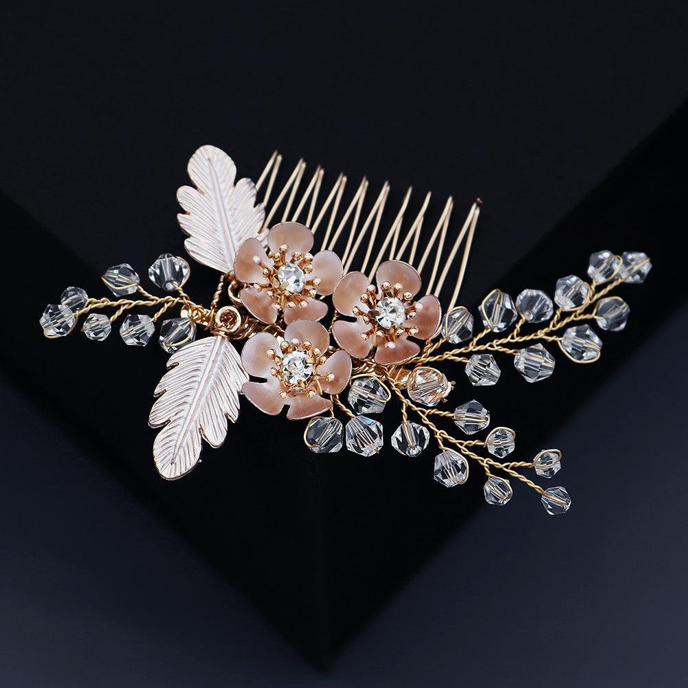 Bridal Accessories Hairpin Hair set Handmade crystal flower hair comb Pearl comb 643477798259 - COCOMELODY